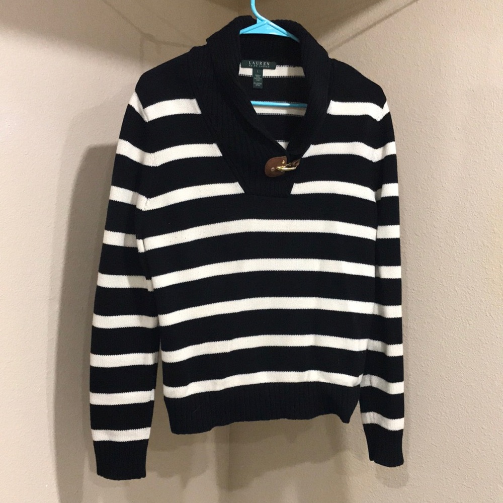 Lauren stripe sweater with latch detail